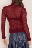 Proenza Schouler White Label Hailey Sweater in Cashmere Silk Stripe Claret/Black