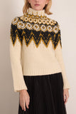 Proenza Schouler White Label Lizzy Sweater in Textured Fairisle Cream Multi