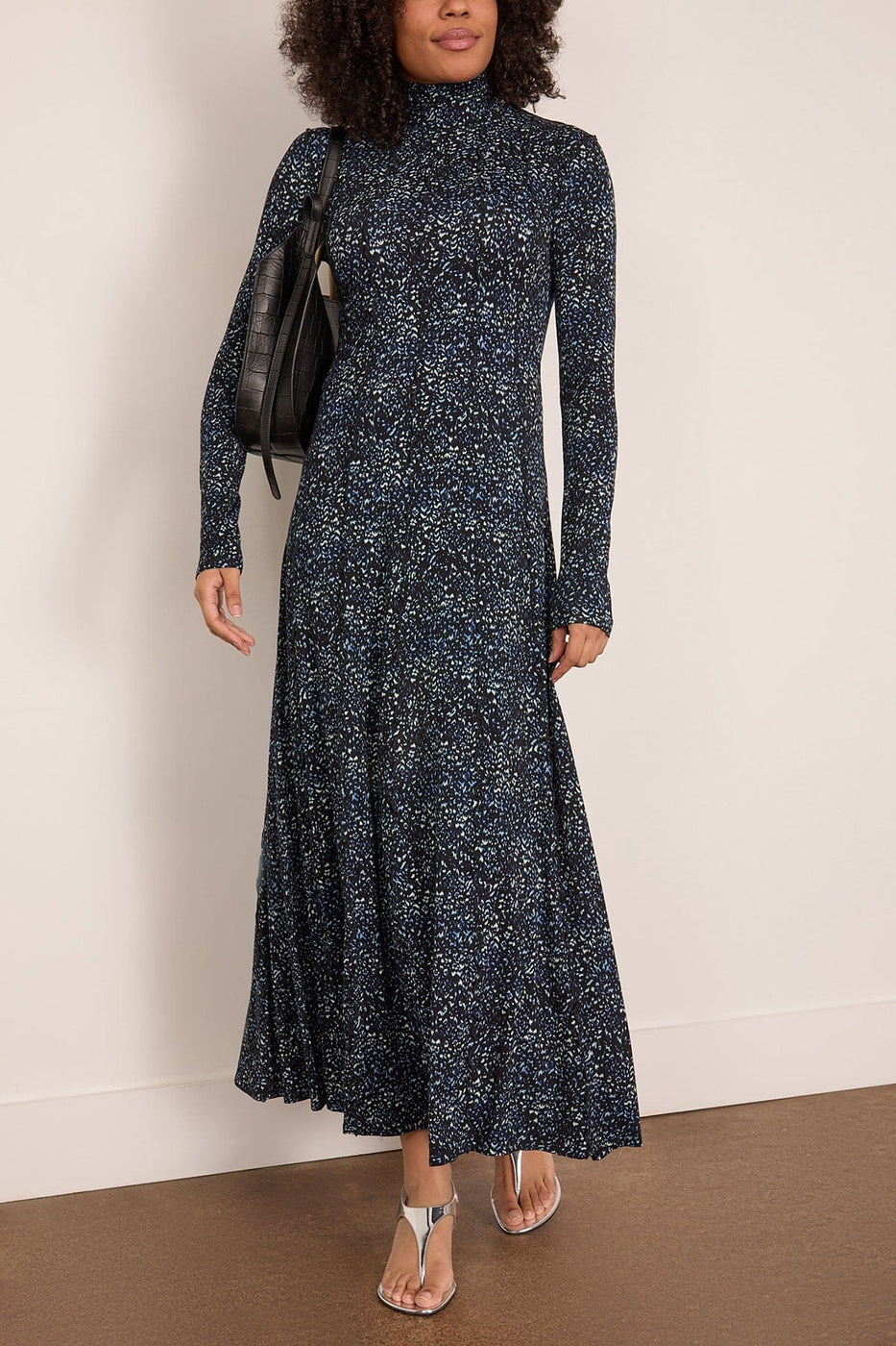 Proenza Schouler White Label Mabel Dress in Cheetah Jersey Navy Multi