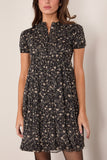 R13 Collared Babydoll Dress in Mini Hearts on Black