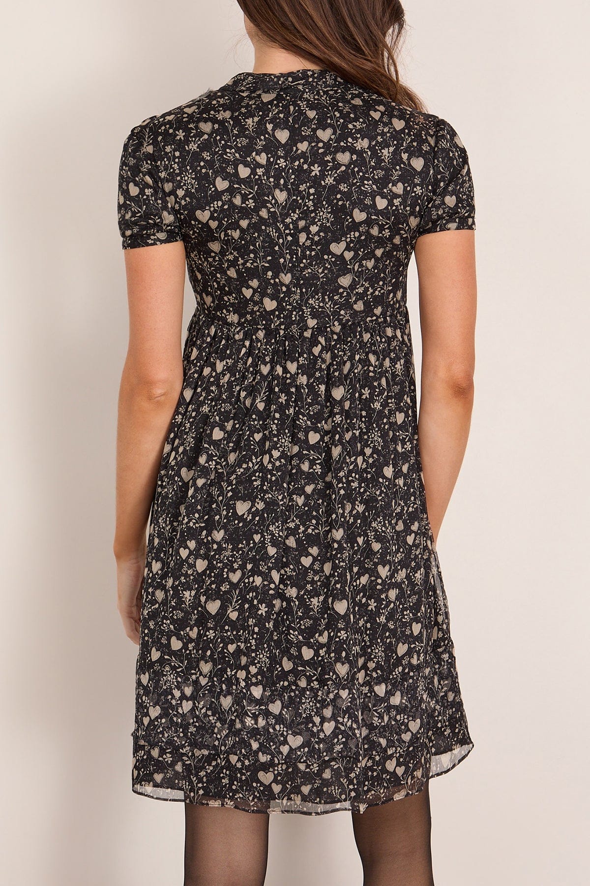 R13 Collared Babydoll Dress in Mini Hearts on Black Hampden Clothing R13 Collared Babydoll Dress in Mini Hearts on Black Hampden Clothing