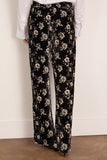 R13 Double Pleat Trouser in Floral on Black