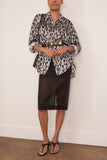 R13 Drop Neck Shirt in Black Silver Leopard