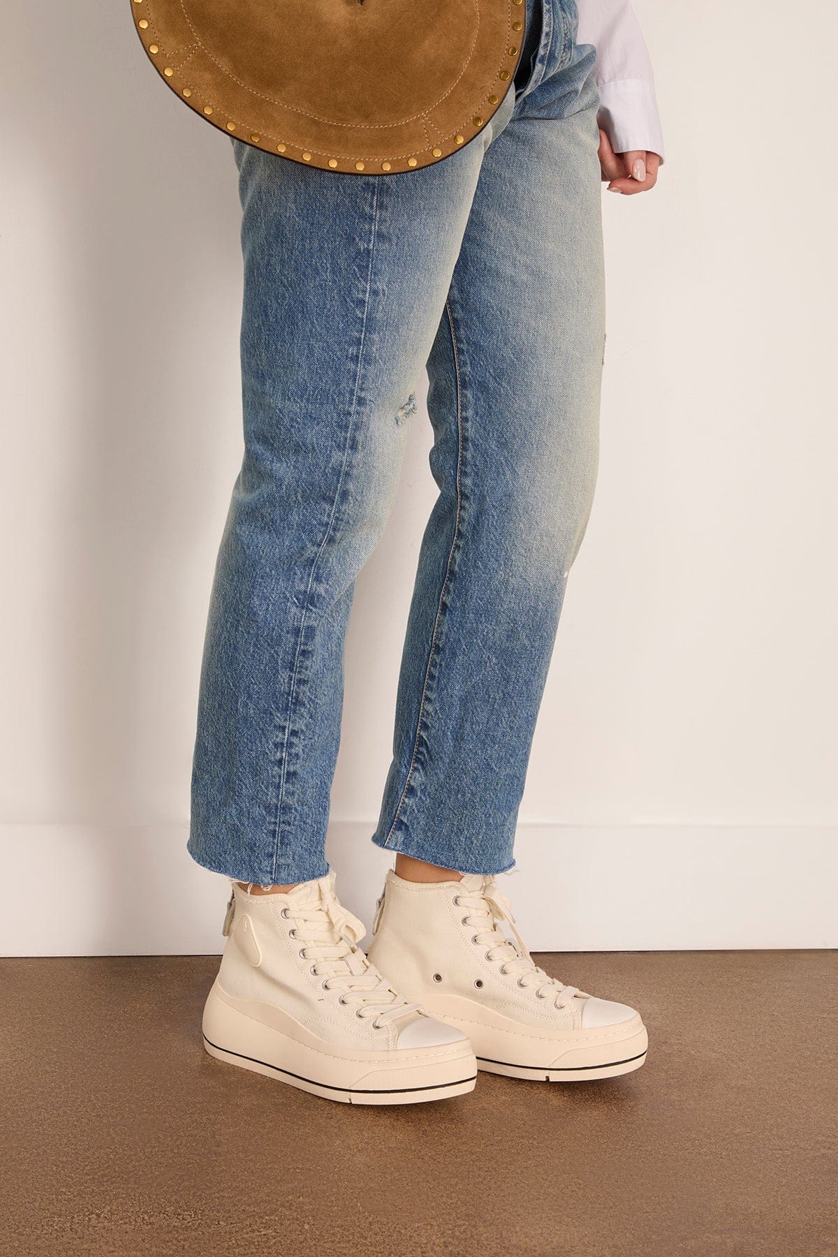 R13 High Top Sneaker in Ecru