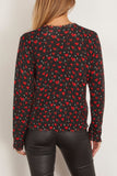 R13 Printed Relaxed Crewneck Sweater in Red Hearts on Black