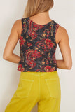 R13 Printed Sweater Tank in Black Red Multicolor