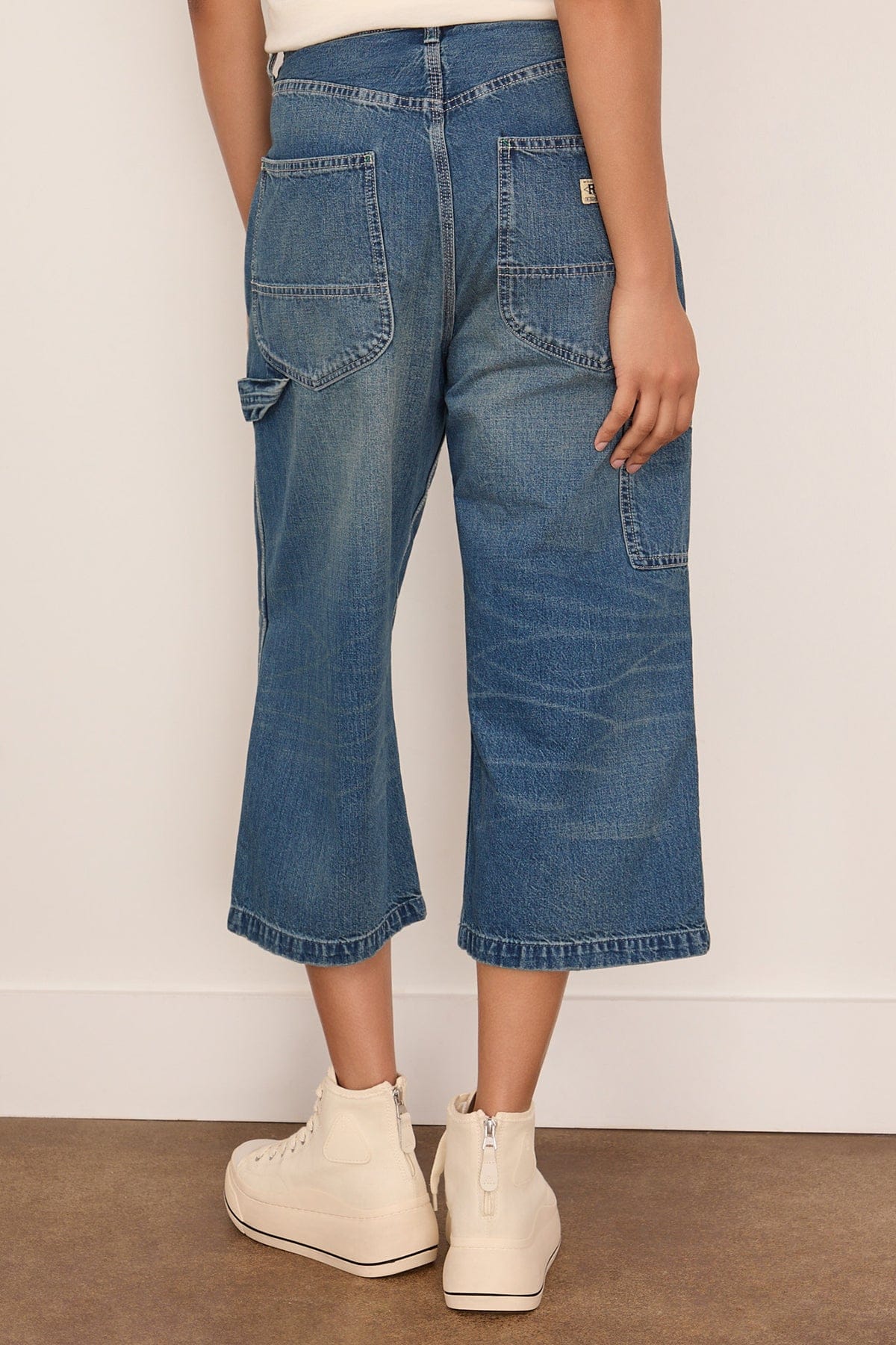 R13 Crop Wide Leg Carpenter in Depot Blue