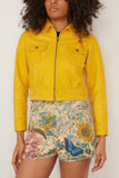 R13 Jackets Cropped Shrunken Zip-Up in Yellow/Aqua R13 Cropped Shrunken Zip-Up in Yellow/Aqua