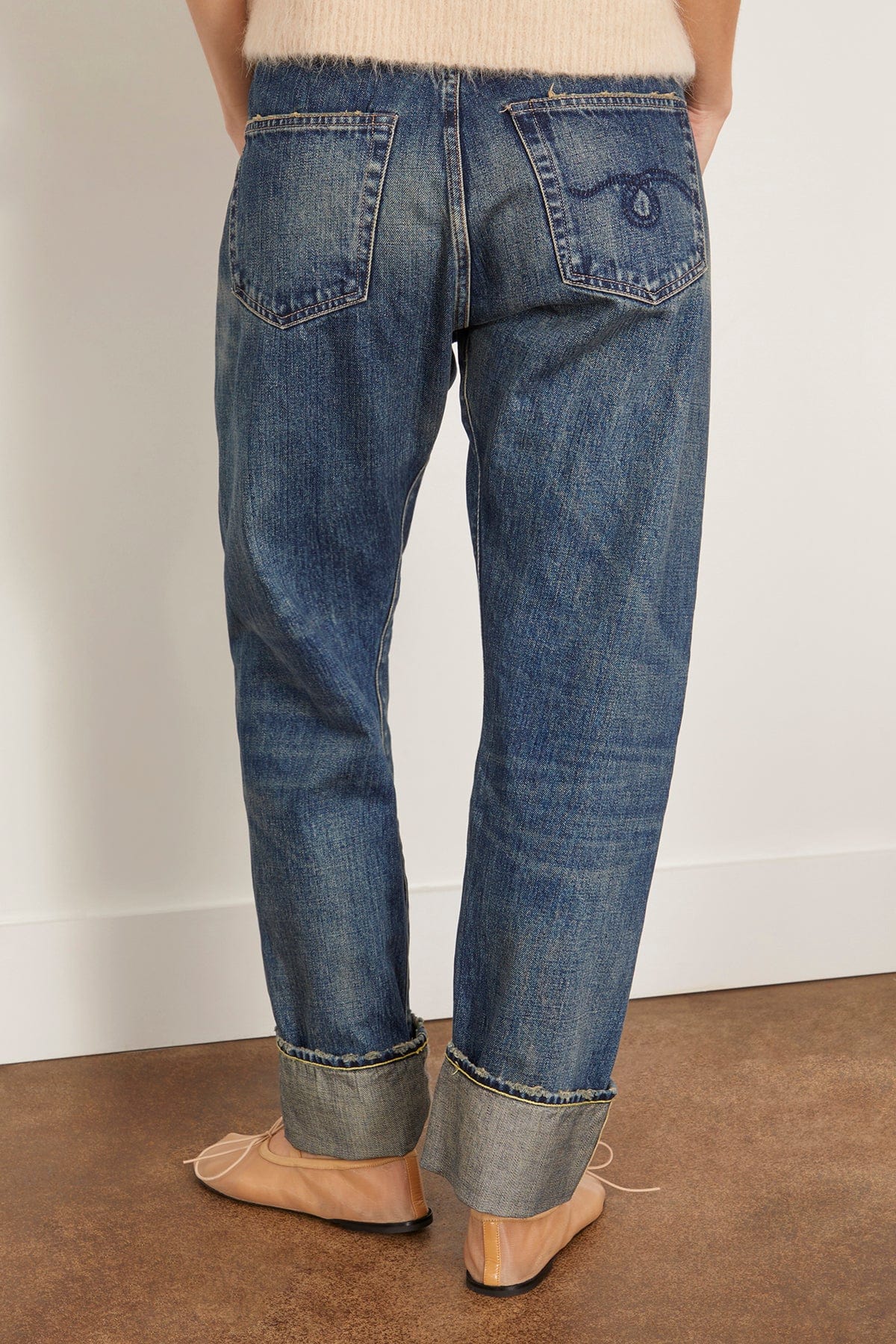 R13 Cuffed Crossover in Adelaide Selvedge Blue