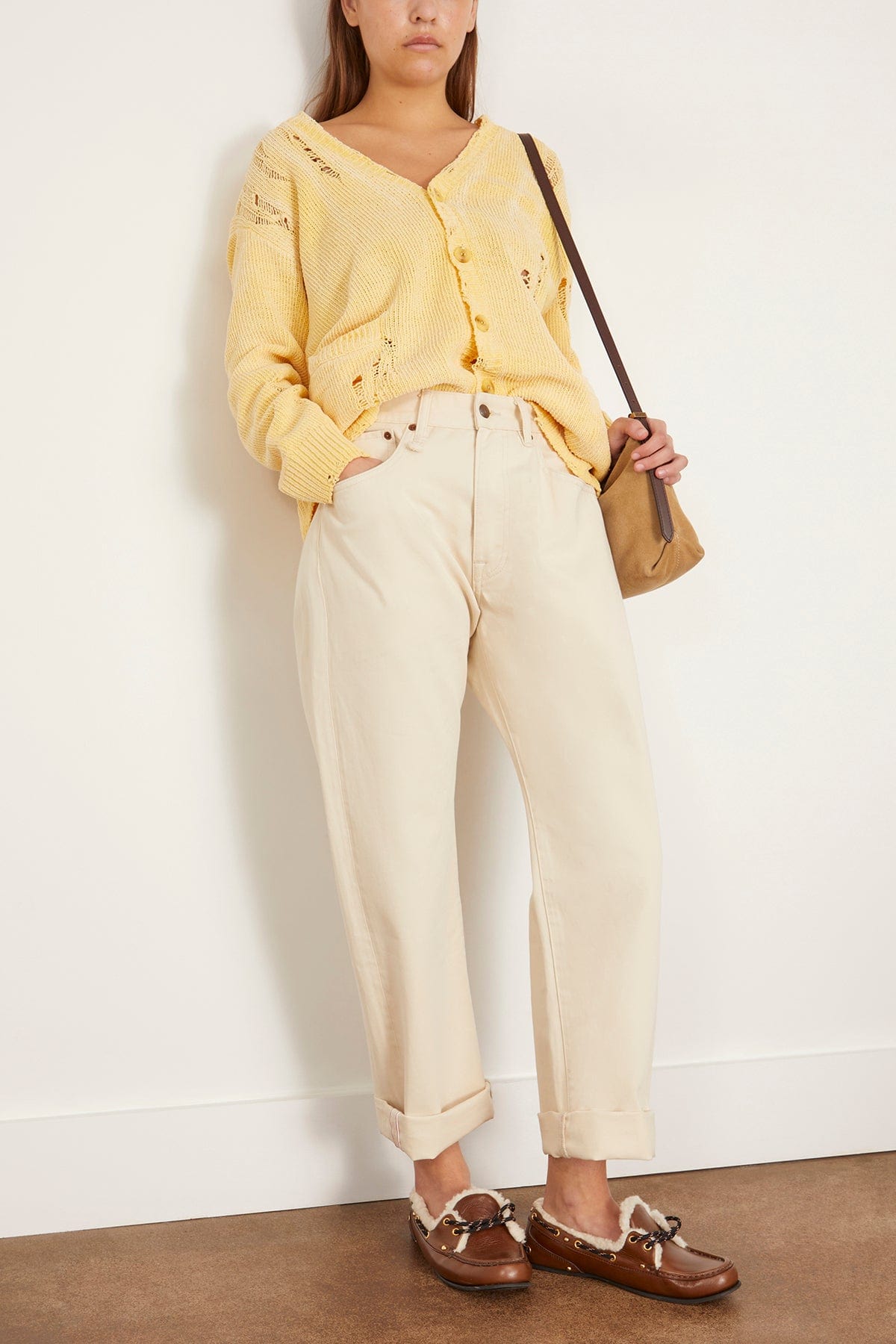 R13 Cuffed X-BF Jean in Bone White Selvedge