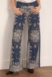 R13 D'Arcy Flare Jean in Blue Bandana Applique