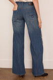 R13 D'Arcy Flare Jean in Blue Bandana Applique