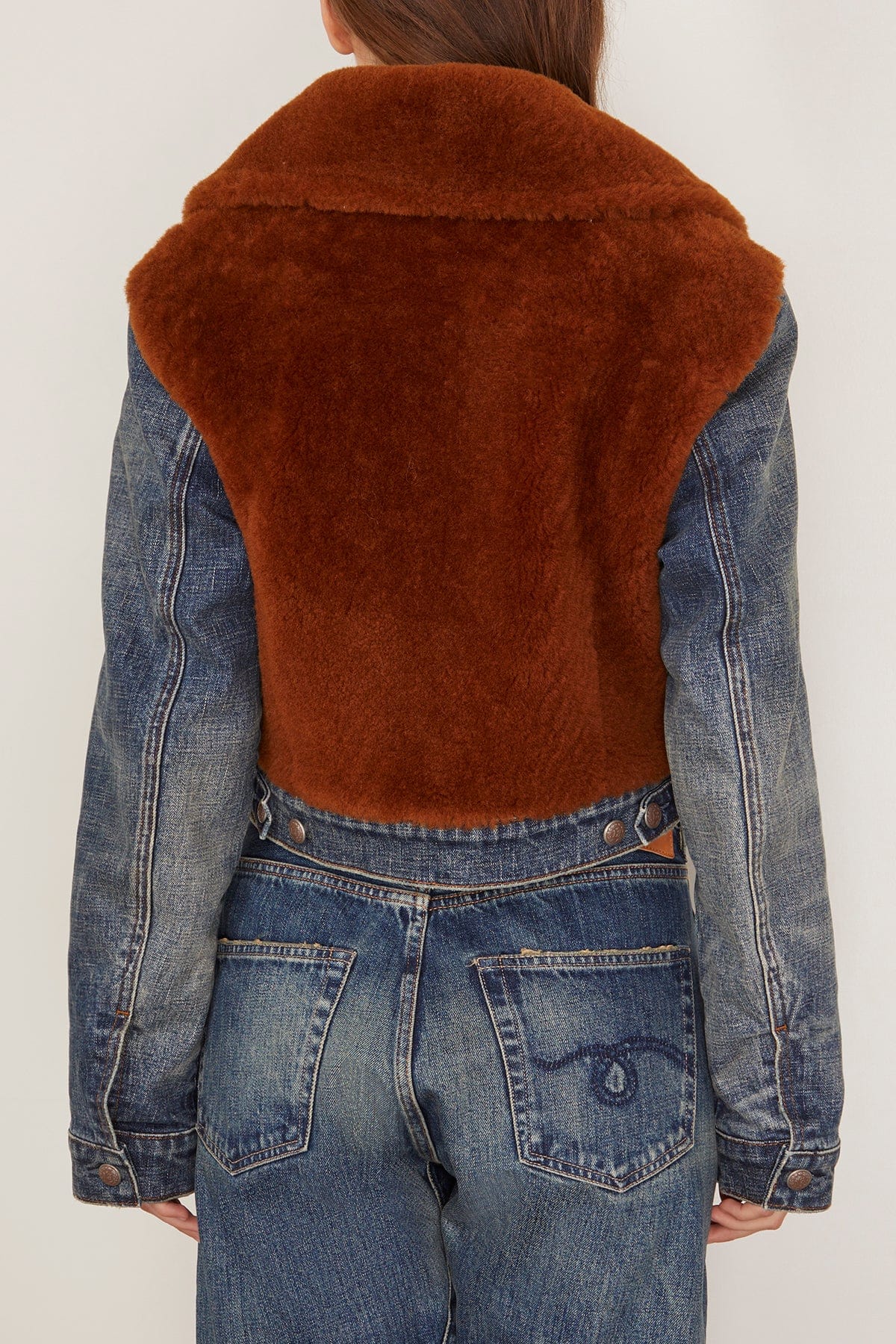 R13 Denim Fur Jacket in Melvin Blue Stretch
