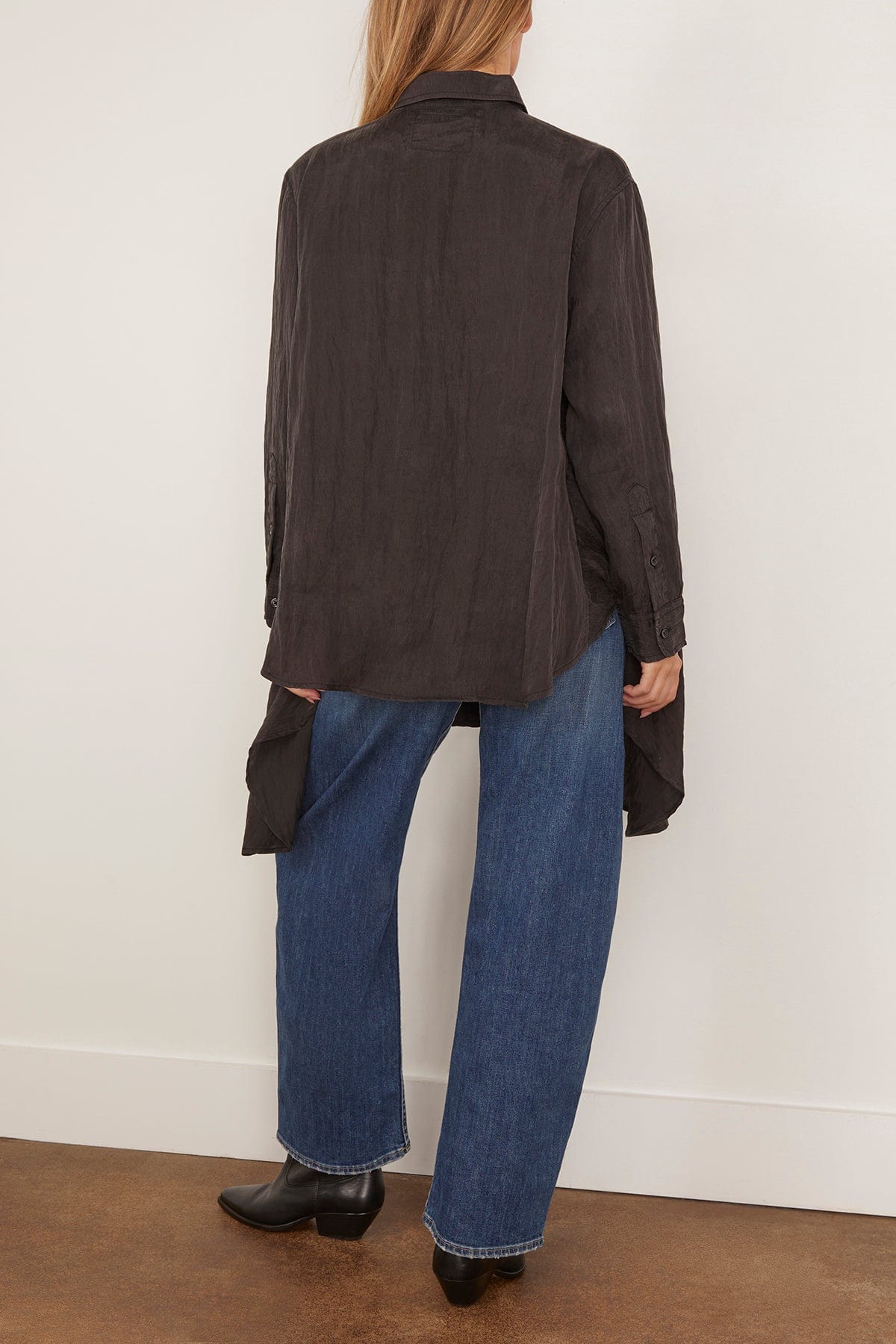 R13 Draped Front Shirt in Black