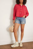 R13 Tops Drop Neck Cropped Shirt in Overdyed Fuxia Plaid (TS) R13 Drop Neck Cropped Shirt in Overdyed Fuxia Plaid (TS)