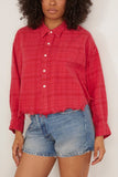 R13 Tops Drop Neck Cropped Shirt in Overdyed Fuxia Plaid (TS) R13 Drop Neck Cropped Shirt in Overdyed Fuxia Plaid (TS)