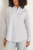 R13 Tops Drop Neck Oxford Shirt in Blue/White Pinstripe (TS) R13 Drop Neck Oxford Shirt in Blue/White Pinstripe (TS)