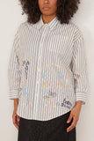R13 Tops Drop Neck Shirt in Navy Stripe Paint Splatter R13 Drop Neck Shirt in Navy Stripe Paint Splatter