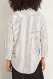 R13 Tops Drop Neck Shirt in Navy Stripe Paint Splatter R13 Drop Neck Shirt in Navy Stripe Paint Splatter