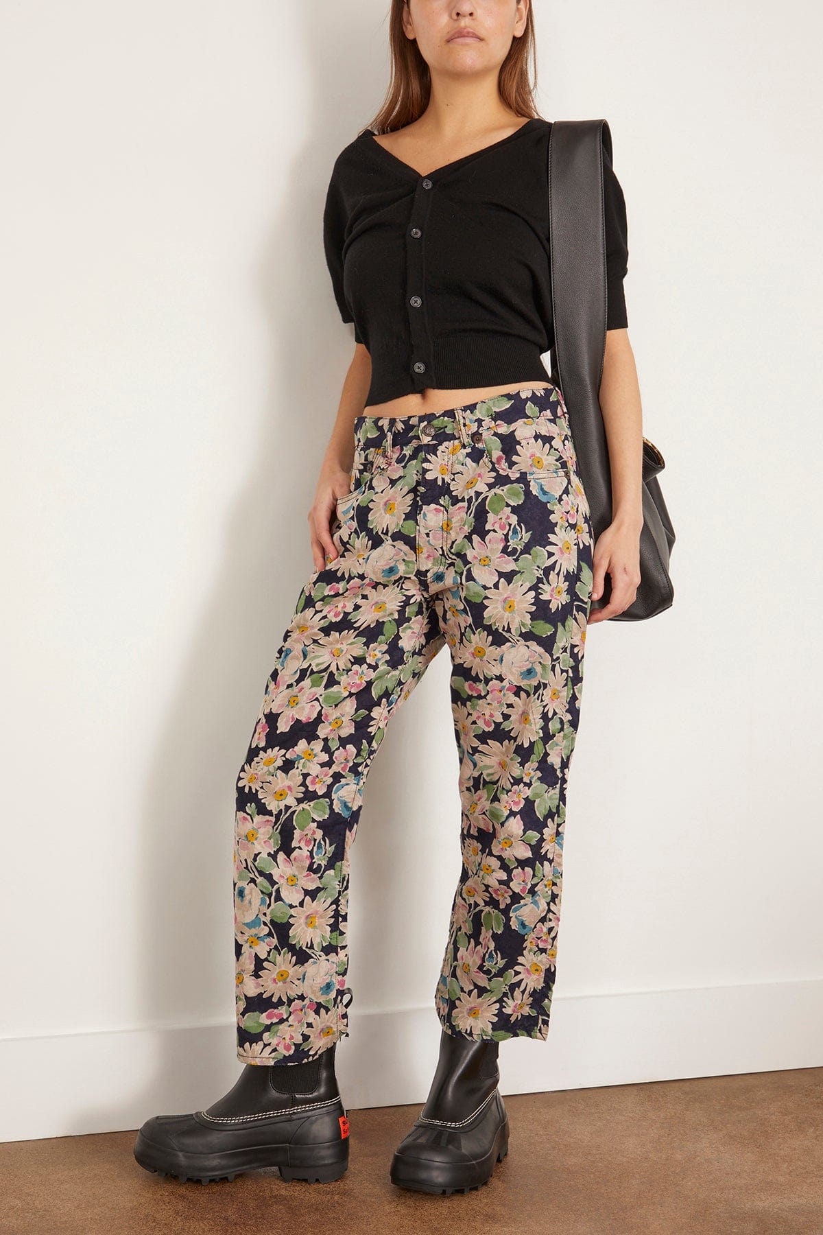 R13 Elbow Sleeve Split Hem Cardigan in Black