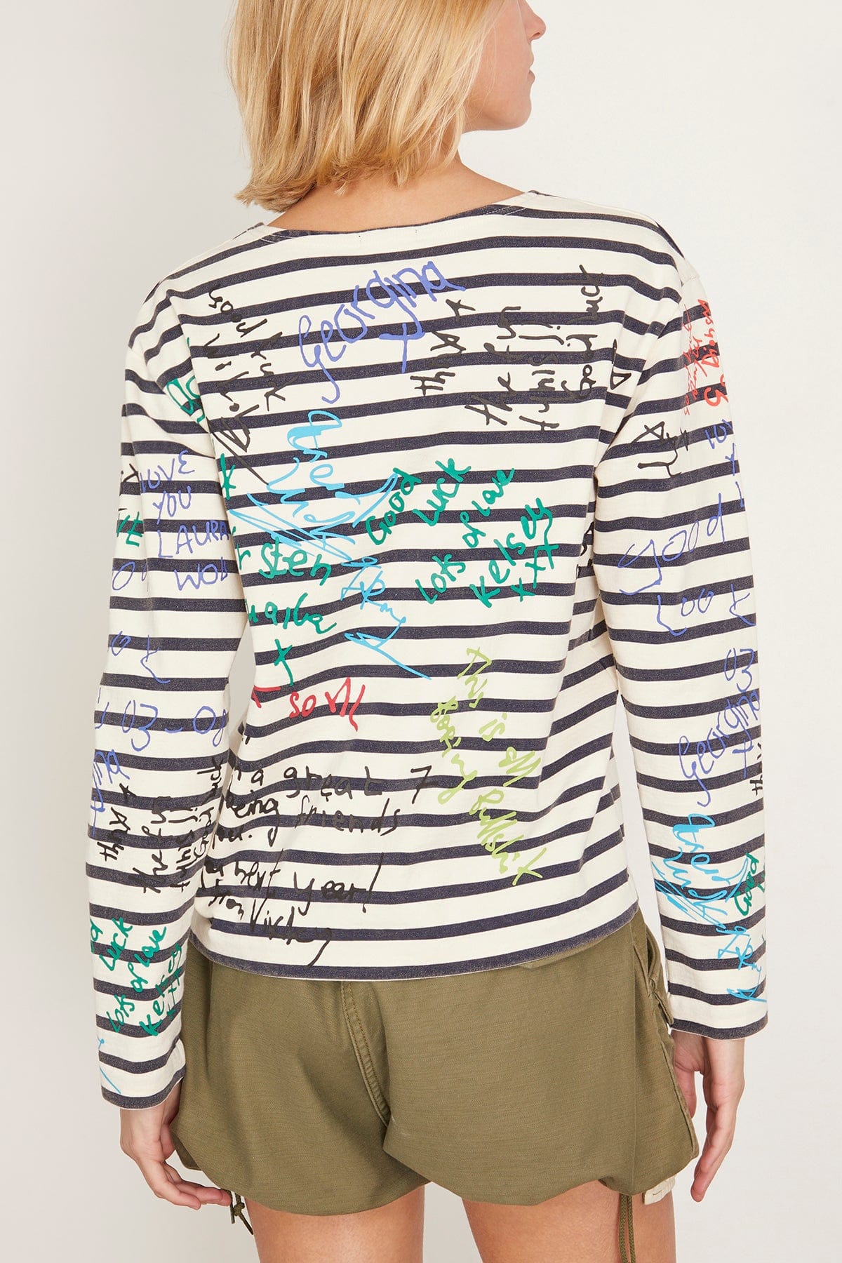 R13 Tops End of The Year Long Sleeve Tee in Navy/Ecru Wide Stripe R13 End of The Year Long Sleeve Tee in Navy/Ecru Wide Stripe