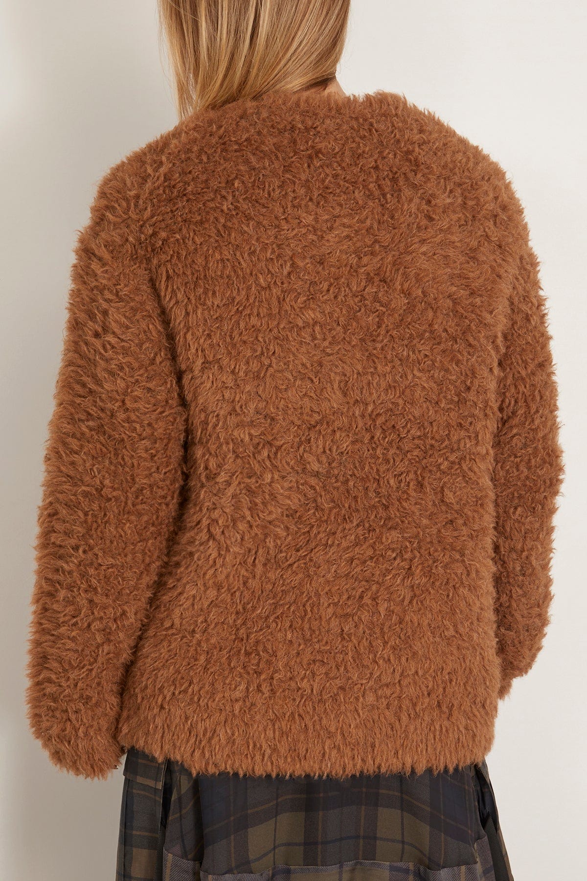 R13 Fluffy Boyfriend Cardigan in Brown