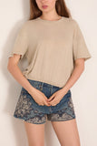 R13 Gathered Hem T in Khaki Acid Stone