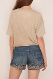 R13 Gathered Hem T in Khaki Acid Stone