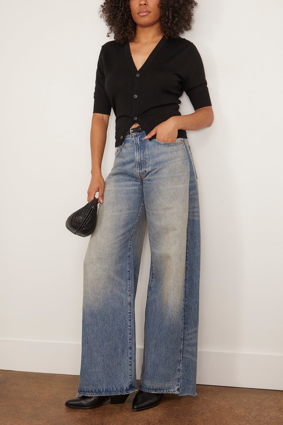 R13 Insert D'Arcy Loose Jean in Vintage Indigo Colorblock