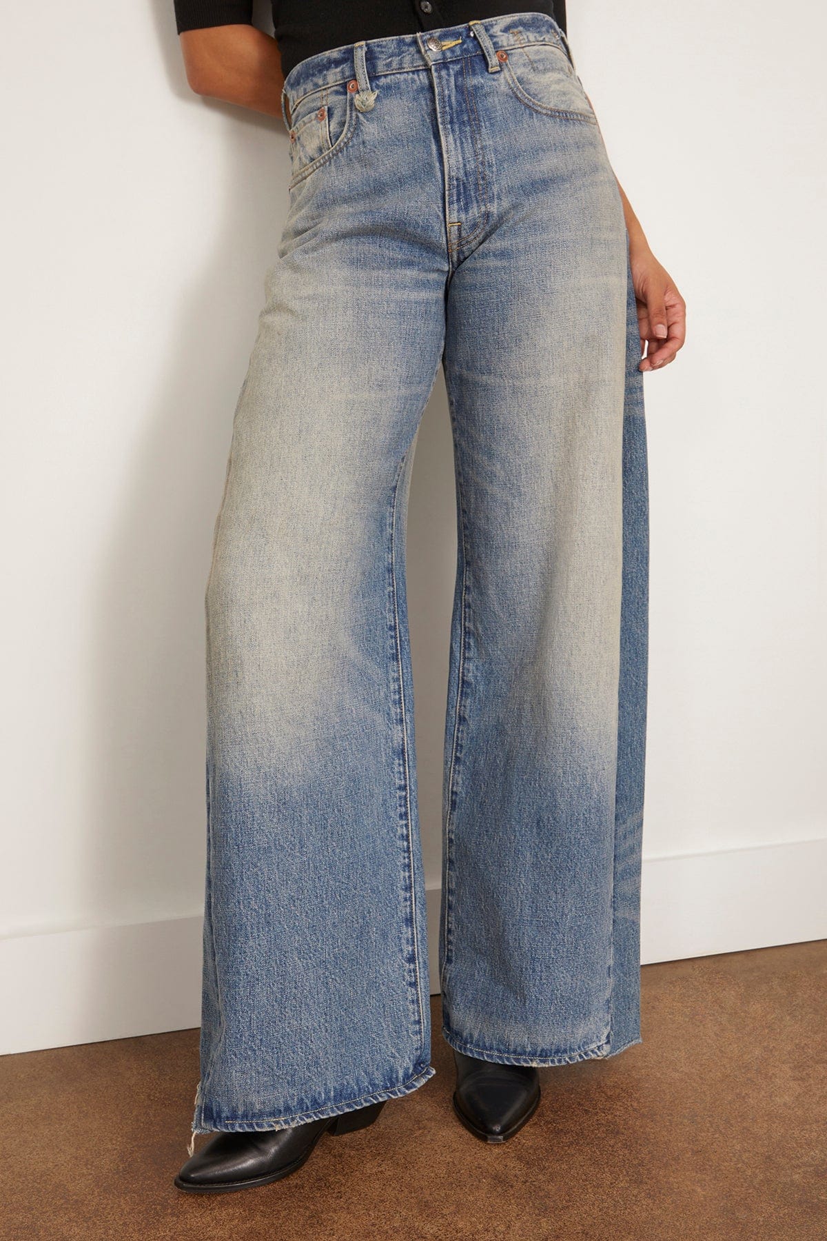R13 Insert D'Arcy Loose Jean in Vintage Indigo Colorblock