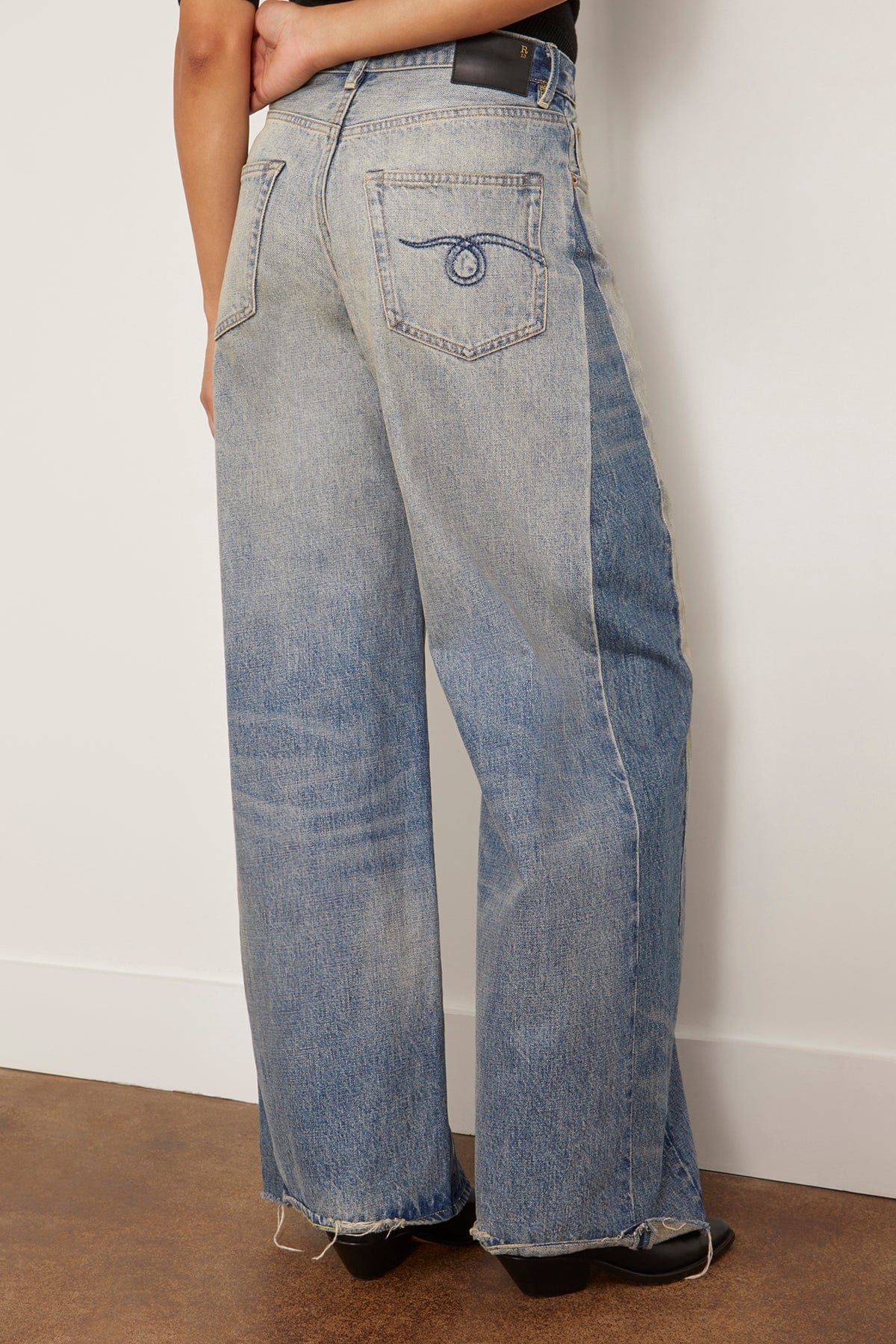 R13 Insert D'Arcy Loose Jean in Vintage Indigo Colorblock