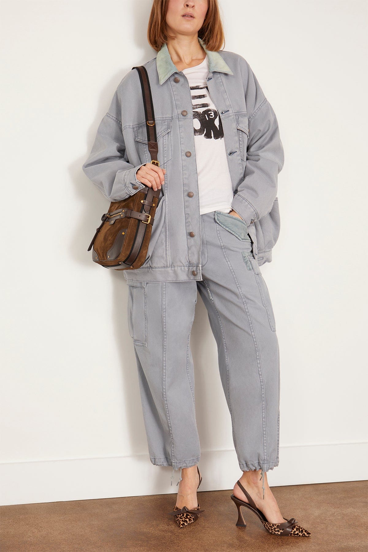 R13 Jackets Lacey Trucker Jacket in Faded Steel Blue Canvas R13 Lacey Trucker Jacket in Faded Steel Blue Canvas