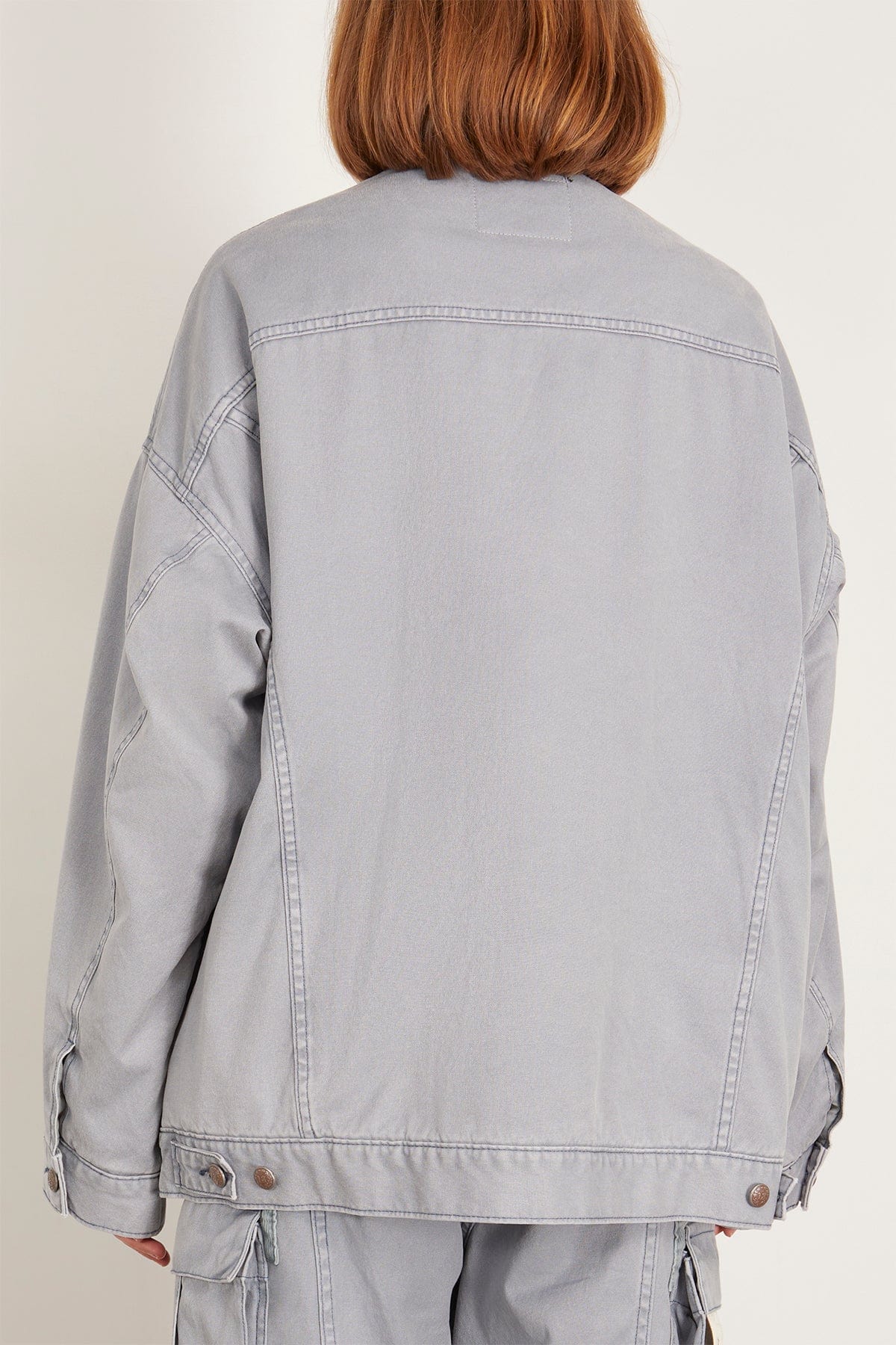 R13 Jackets Lacey Trucker Jacket in Faded Steel Blue Canvas R13 Lacey Trucker Jacket in Faded Steel Blue Canvas