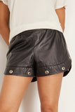 R13 Leather Gym Shorts With Trapunto Stitching in Black