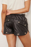 R13 Leather Gym Shorts With Trapunto Stitching in Black