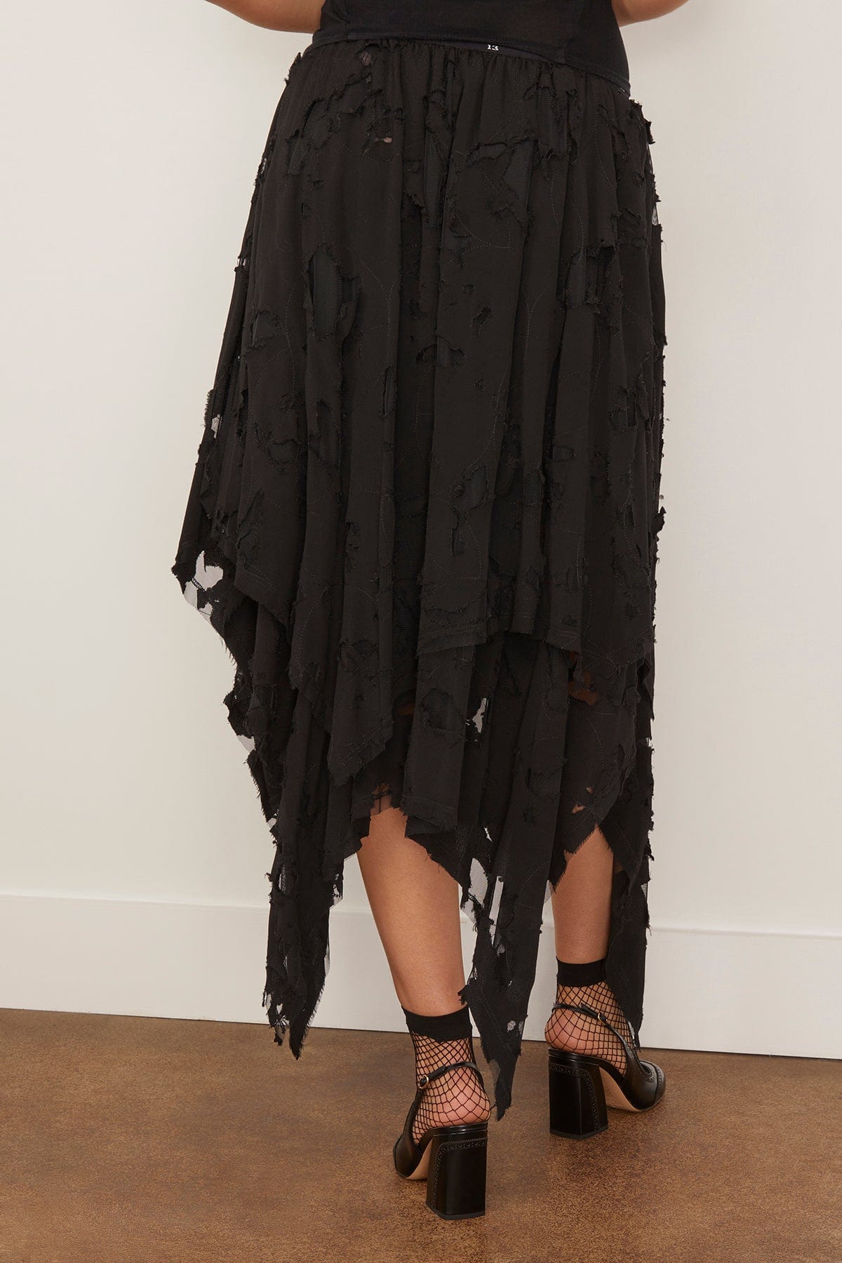 R13 Midi Handkerchief Skirt in Black