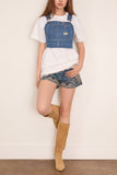 R13 Overall Bib Bustier in Noise Blue