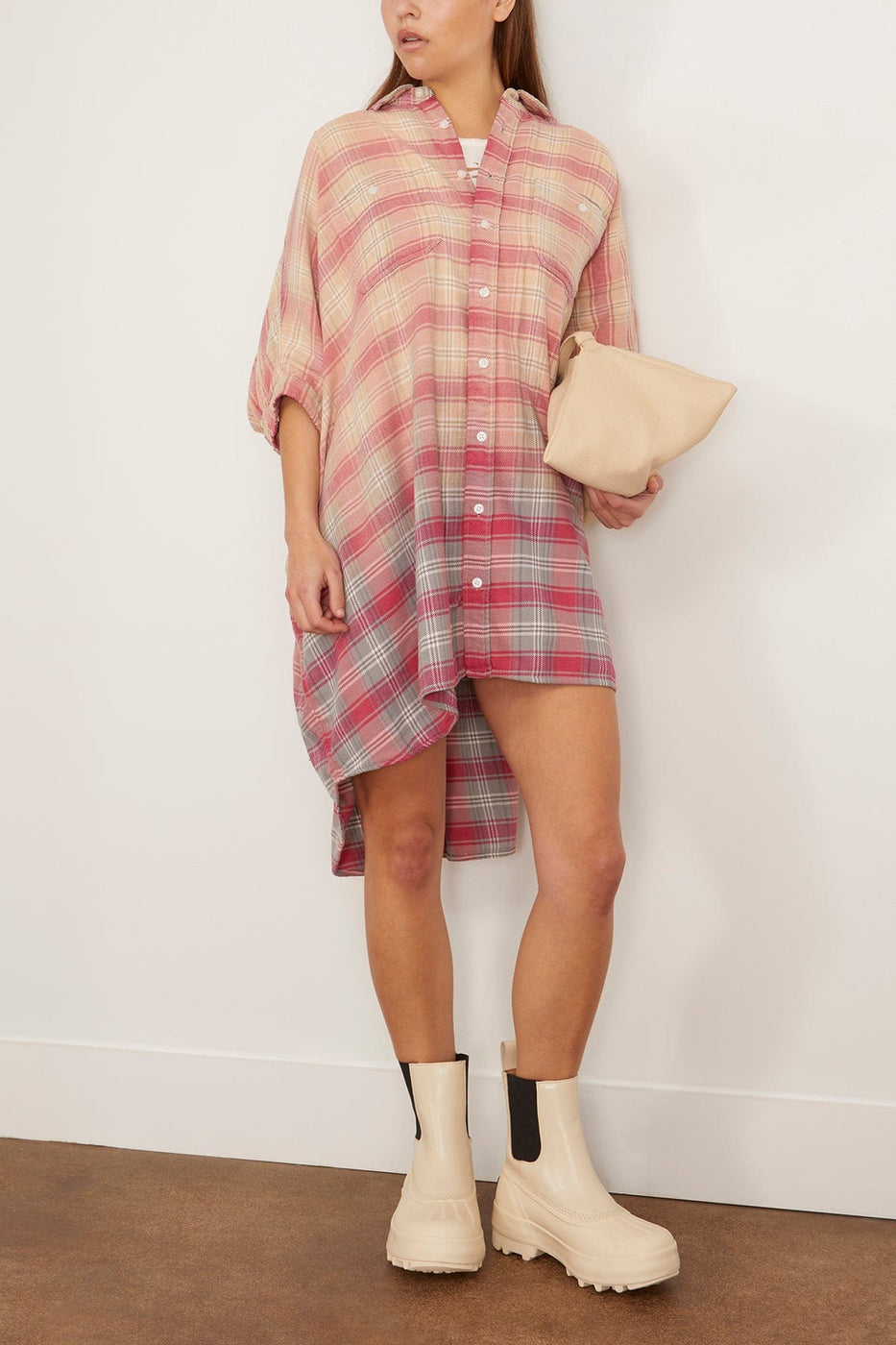 R13 Casual Dresses Plaid Oversized Boxy Shirtdress in Bleached Out (TS) R13 Plaid Oversized Boxy Shirtdress in Bleached Out (TS)