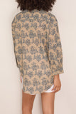 R13 Pleated Front Shirt in Blue with White Floral
