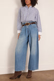 R13 Pleated Waistband Jean in Concrete Blue