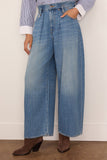 R13 Pleated Waistband Jean in Concrete Blue