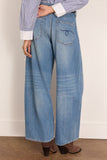R13 Pleated Waistband Jean in Concrete Blue
