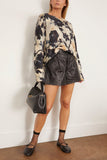R13 Printed Boyfriend Sweater in Black and Cream Floral