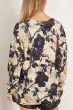 R13 Printed Boyfriend Sweater in Black and Cream Floral