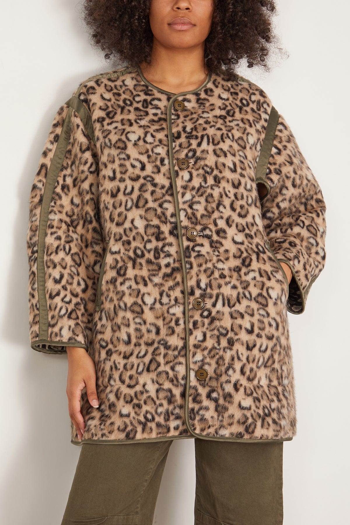 R13 Coats Taped Liner Coat in Wooly Leopard R13 Taped Liner Coat in Wooly Leopard