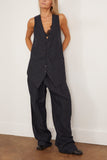 R13 Pants Triple Pleat Crossover Trouser in Dark Navy Stripe R13 Triple Pleat Crossover Trouser in Dark Navy Stripe