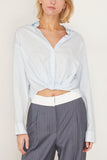 R13 Tops Twisted Front Shirt in Light Blue R13 Twisted Front Shirt in Light Blue