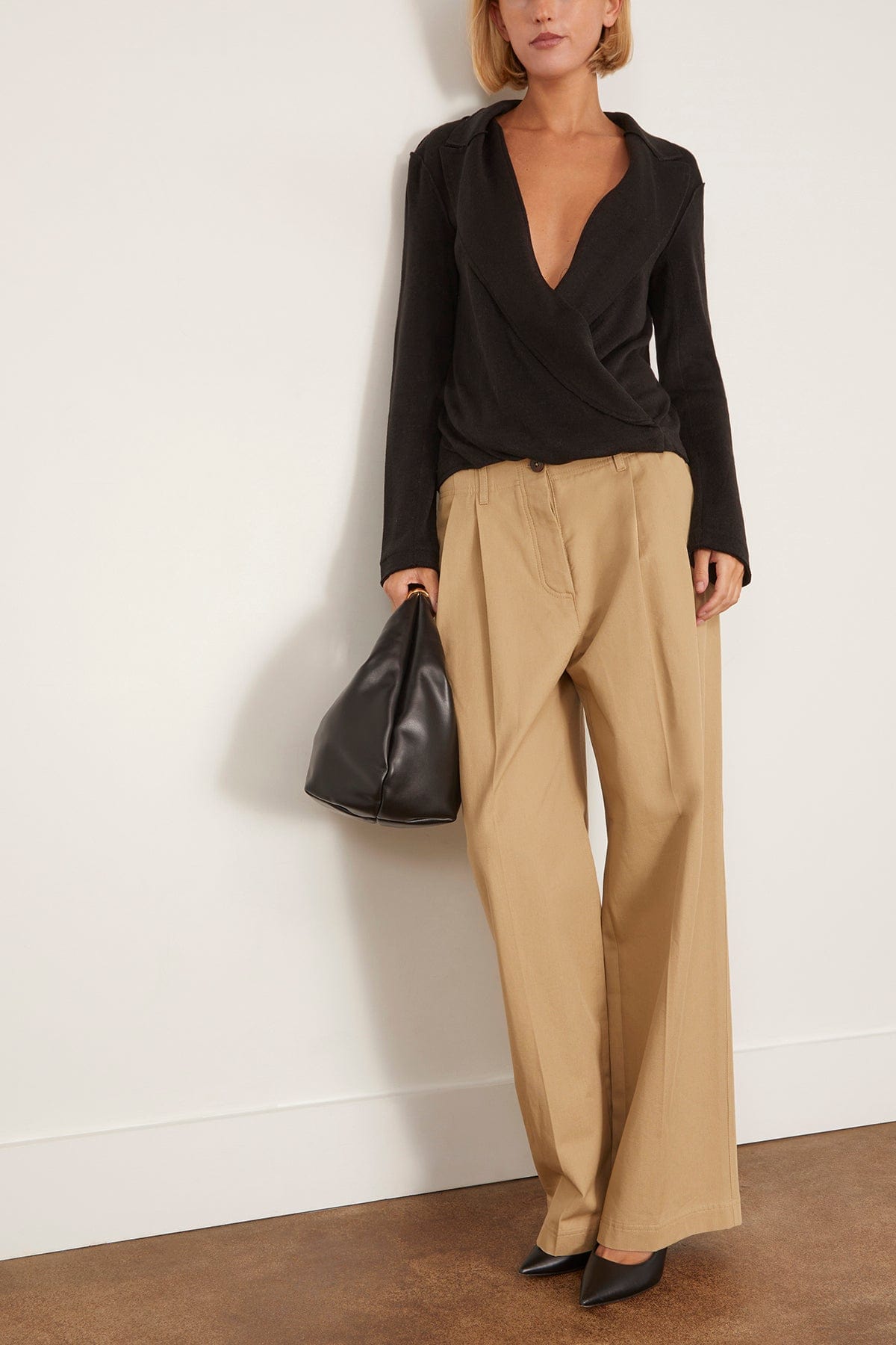 R13 Twisted Lapel Top in Black