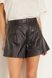 R13 Wide Leg Leather Shorts in Black