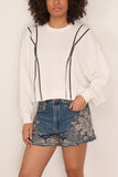 R13 Zippered Crewneck in White
